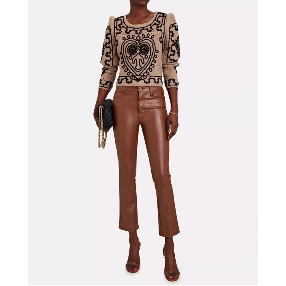 Mother The Mid Rise Dazzler Ankle Faux Leather Brown‎ Pants size 27